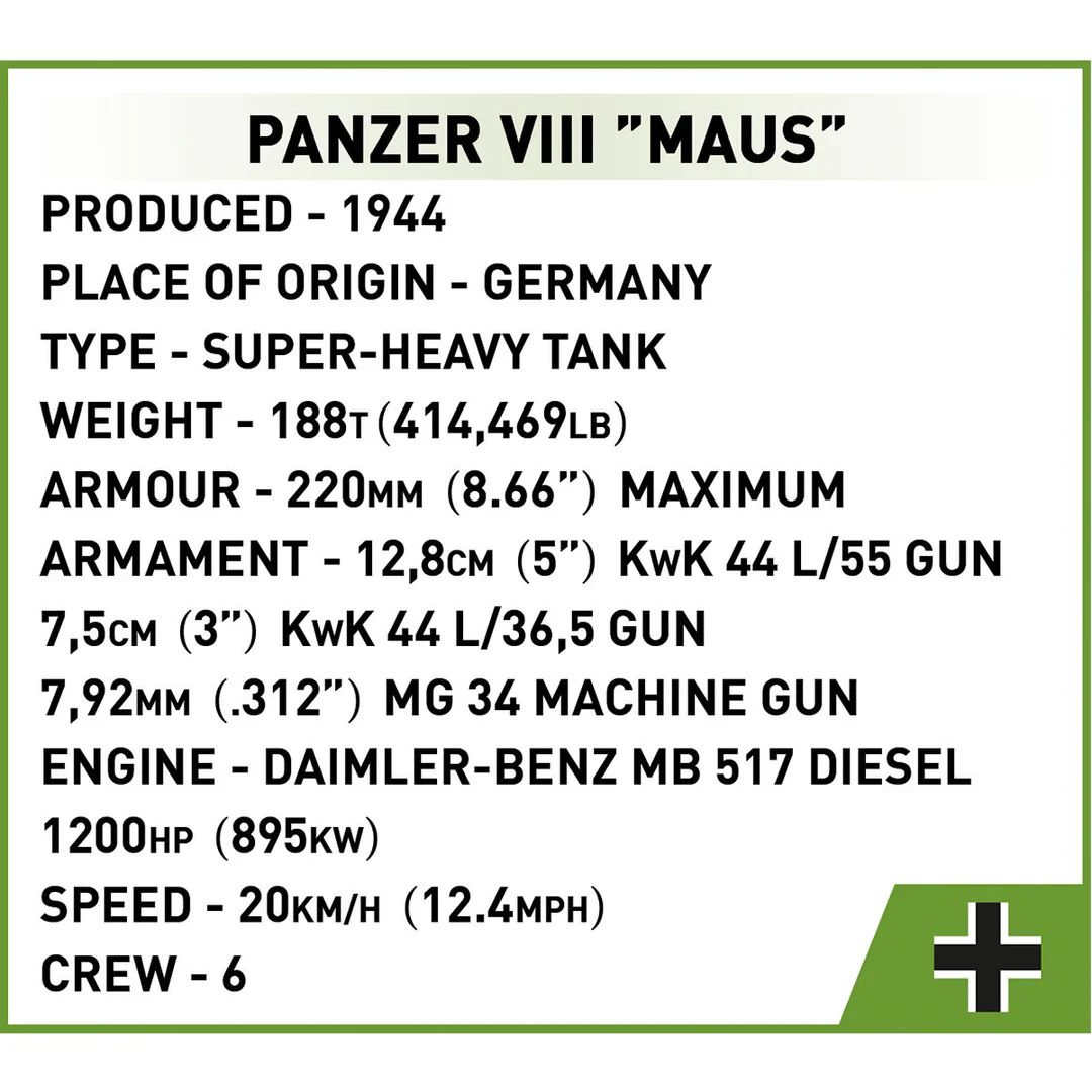COBI Panzer VIII "Maus" Tank: Set #3138 - Image 5