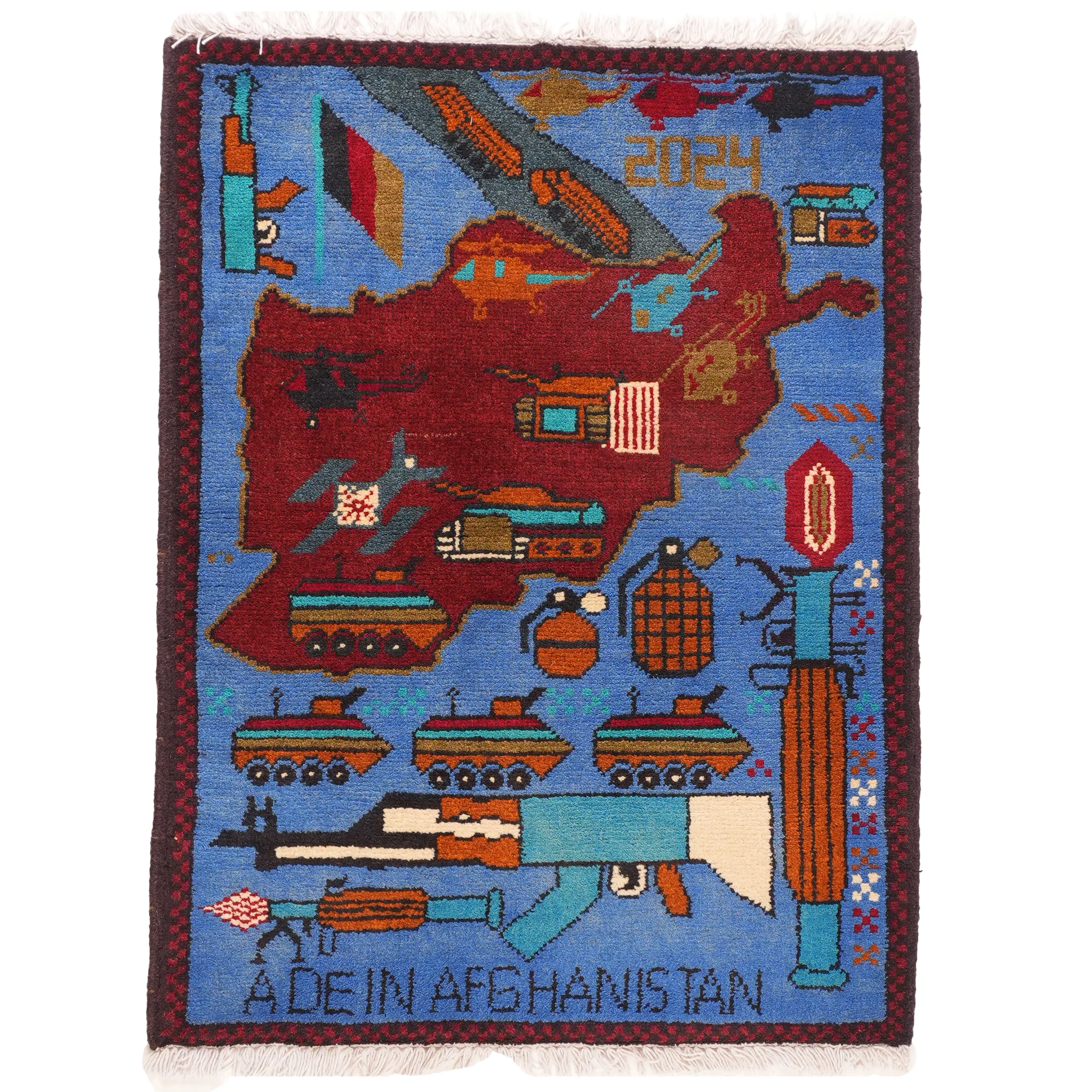 Large Afghan Campaign Pattern War Rug - Image 3