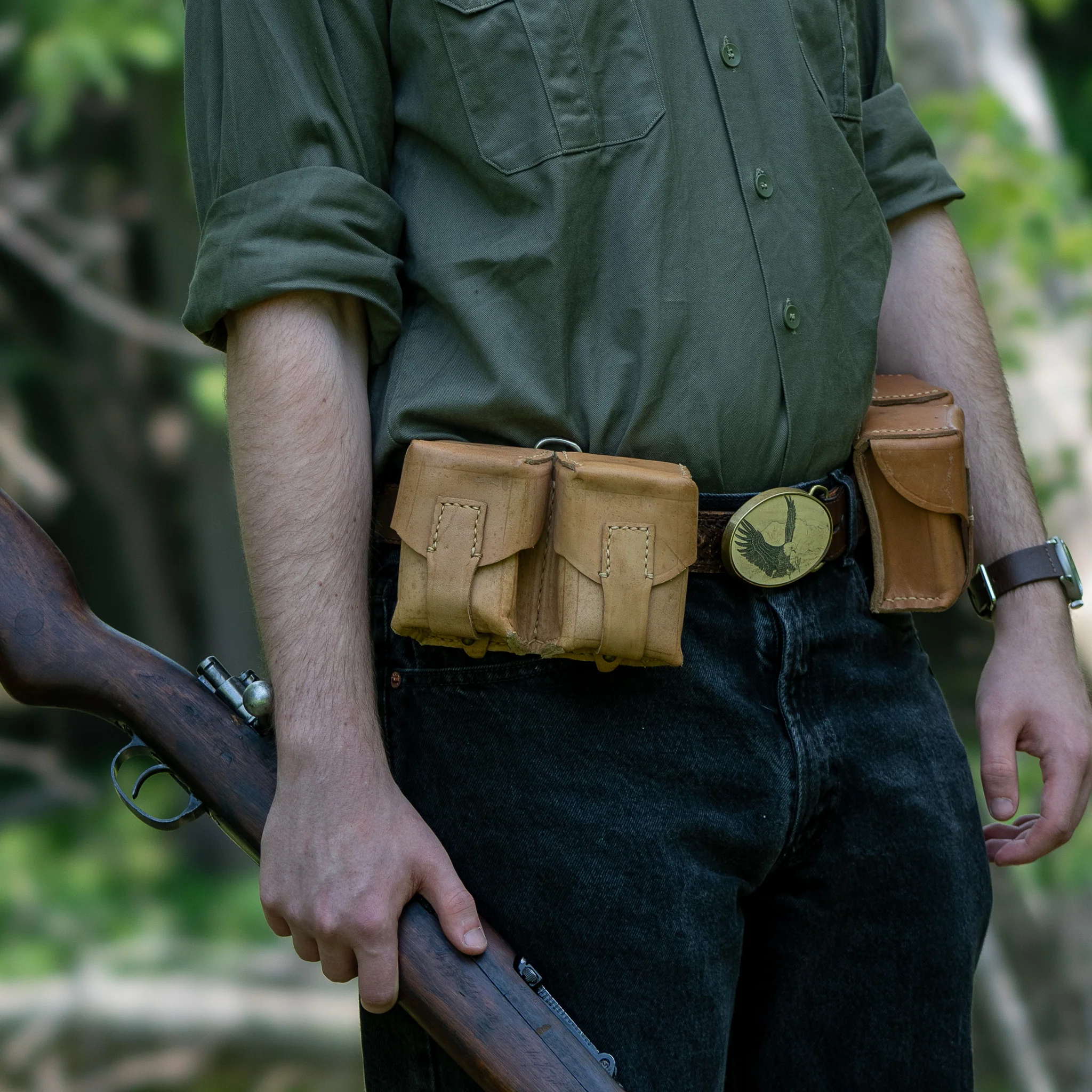 Issued Serbian Leather Double Mauser/SKS Stripper Clip Pouch - Image 6