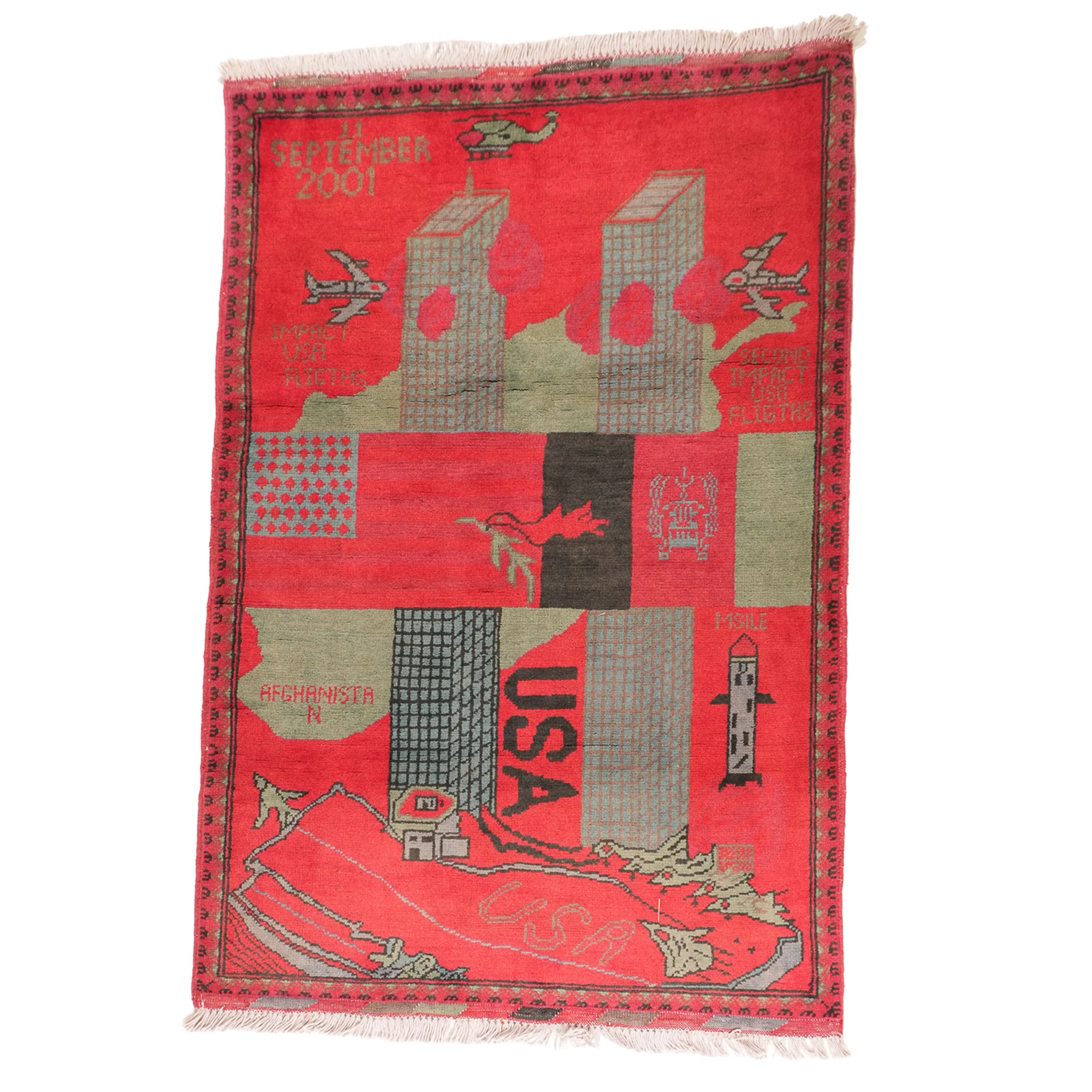 Large Afghan 9/11 Peace Rug - Image 7