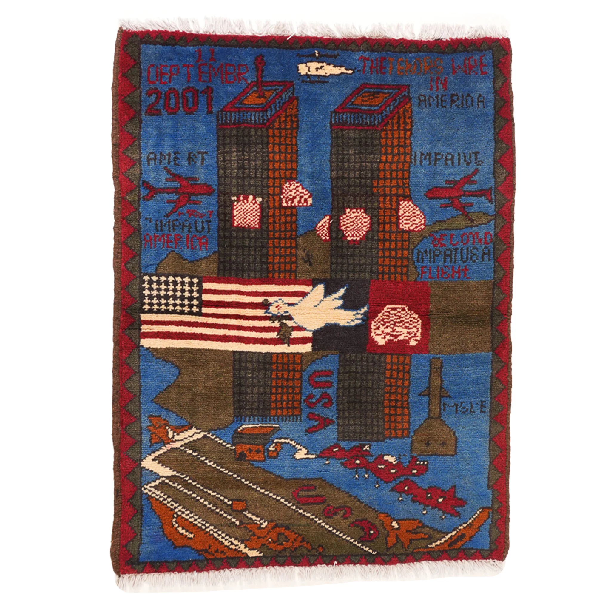 Large Afghan 9/11 Peace Rug - Image 9