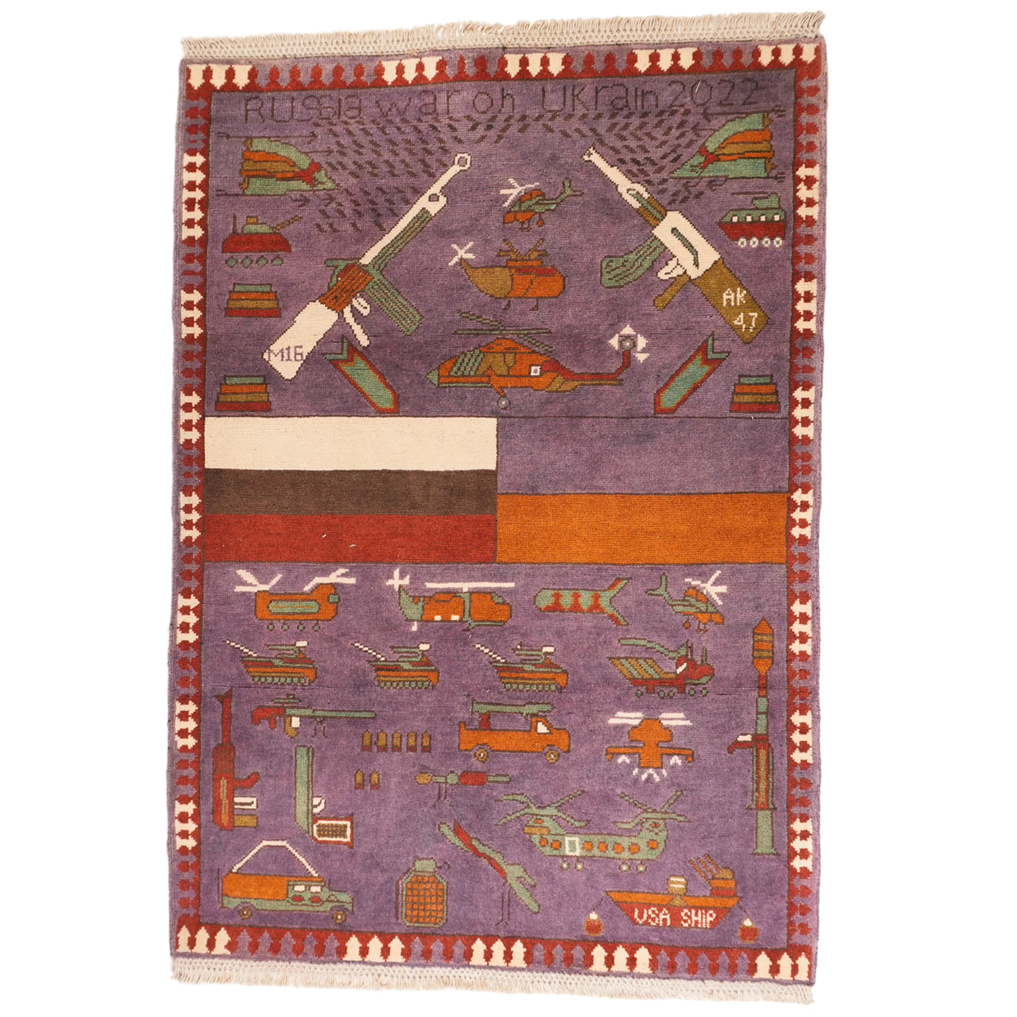 Large Russo-Ukrainian War Pattern Afghan Rug - Image 5