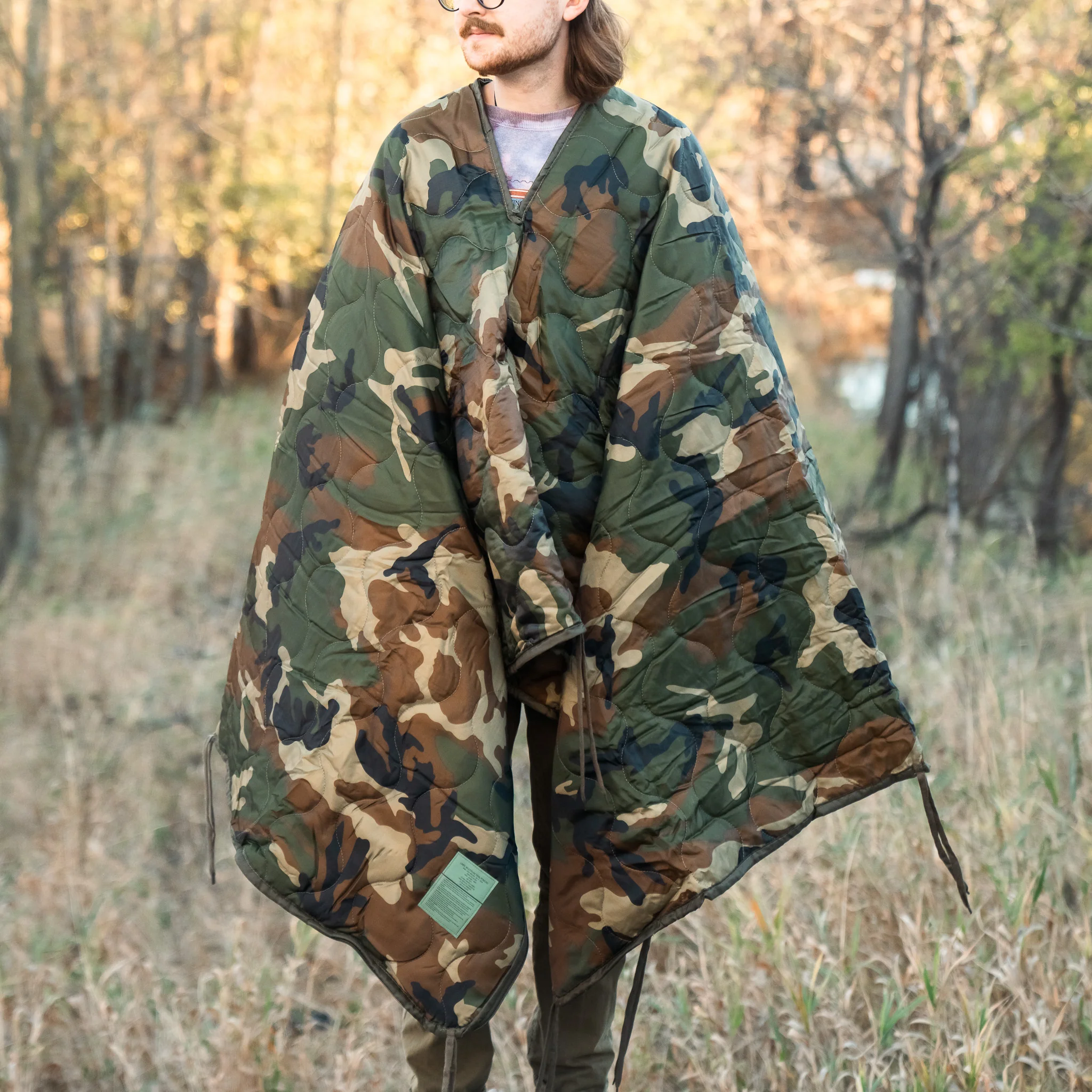 Mil-Tec M81 Woodland Multi-Function Woobie/Poncho Liner w/Stuff Sack - Image 3
