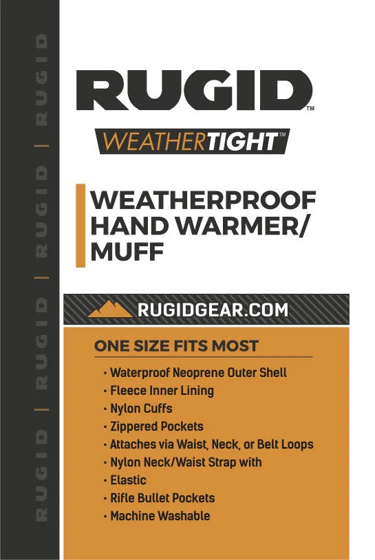 RUGID Hand Warmer Muff - Neoprene Waterproof & Windproof with Waist, Belt Loop or Neck Strap - Mountain Camo - Image 5