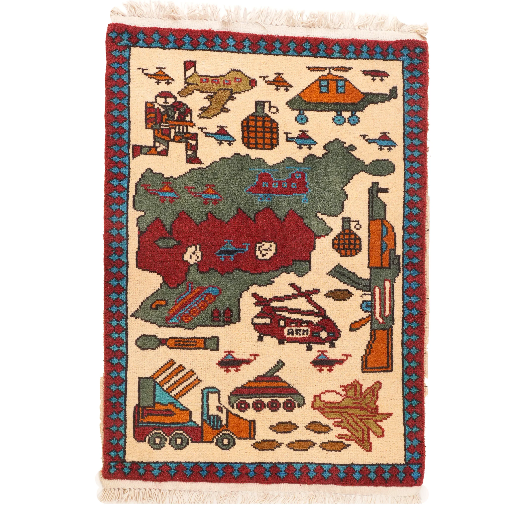 Soviet Afghan War Map Afghan Rug - Image 8